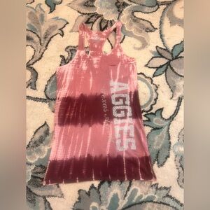 Pink and Burgundy Tie-Dye Tank Tunic Top